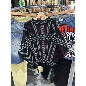 Vintage 80s FYI Multi Color Geometric Knit Acrylic Blend Sweater Size Large